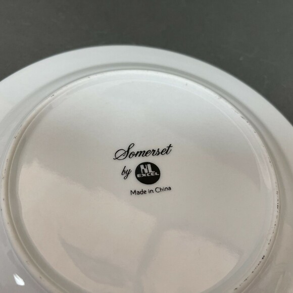 Somerset NL Excel Bread & Butter Floral White Blue Platinum Trim Lot of 3 - Picture 7 of 7